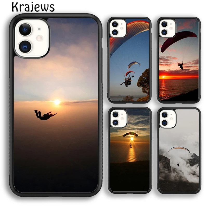 Krajews Paragliding Sport Paraglider Phone Case Cover For iPhone 16 15 14 plus XS XR 11 12 mini 13 pro max Fundas