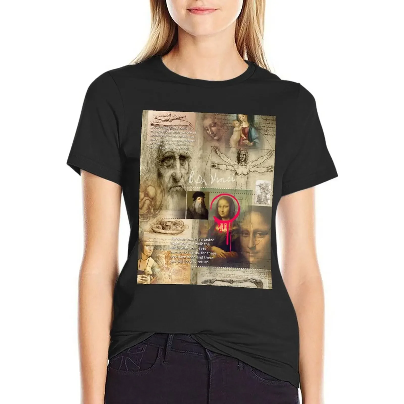 

leonardo da vinci T-Shirt anime animal print shirt for girls Blouse t shirts for Womens