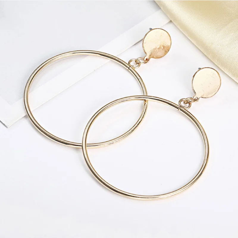 Fashion Exaggerated Big Hollow Round Drop Earrings Geometric Jewelry Statement Earrings for Women Creative Punk Accessories