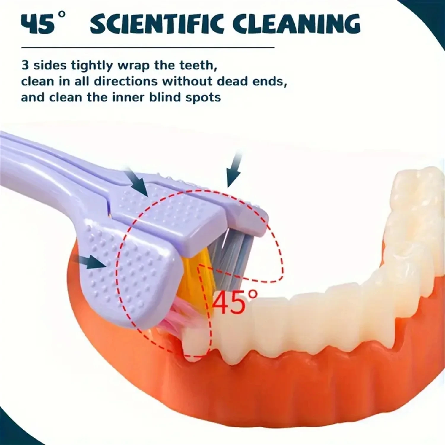 Bristle 3-sided Soft Toothbrush Gentle Clean Adult Teeth Brush for Complete Gum Care Autism Sensory Design Oral Health Tool