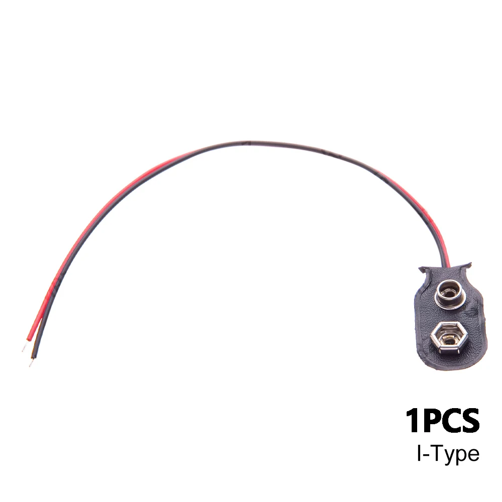  9Volt Lead Socket Plug Buckle Connection 15cm 9V Battery Connector Snap Clip Power Adapter T-type I-type Dual Wire Holder Cable