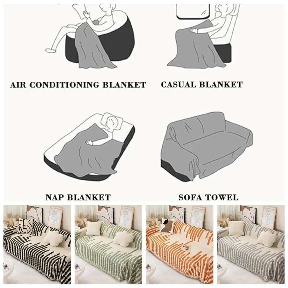 Scratch Proof Sofa Cover Sofa Shawl Reversible Skin-Friendly Couch Blanket Easy Care Double-sided Printing Chenille Sofa Towel