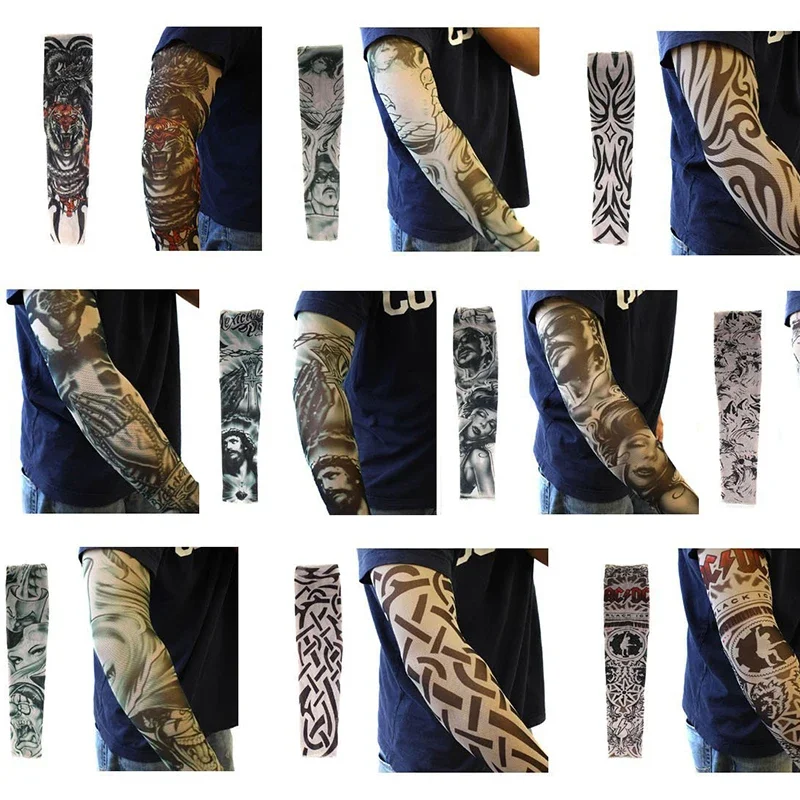 6 SETS Summer Outdoor Cycling MTB Sunscreen 3D Print Tattoo Sleeve Man Mangas Para Brazo UV Protection Women\'s Arm Sleeves