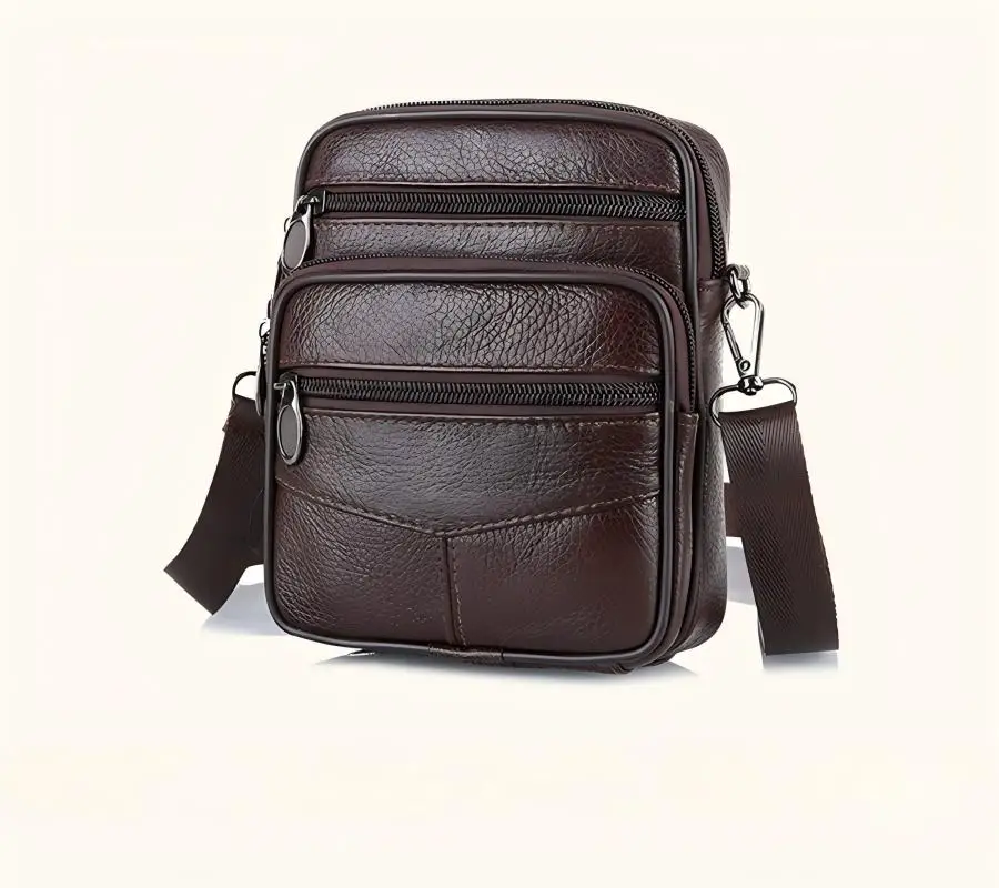 Homefish New Genuine Leather Crossbody Bag Vertical Trendy Multifunctional Shoulder Bag Briefcase Casual Travel Messenger Bag