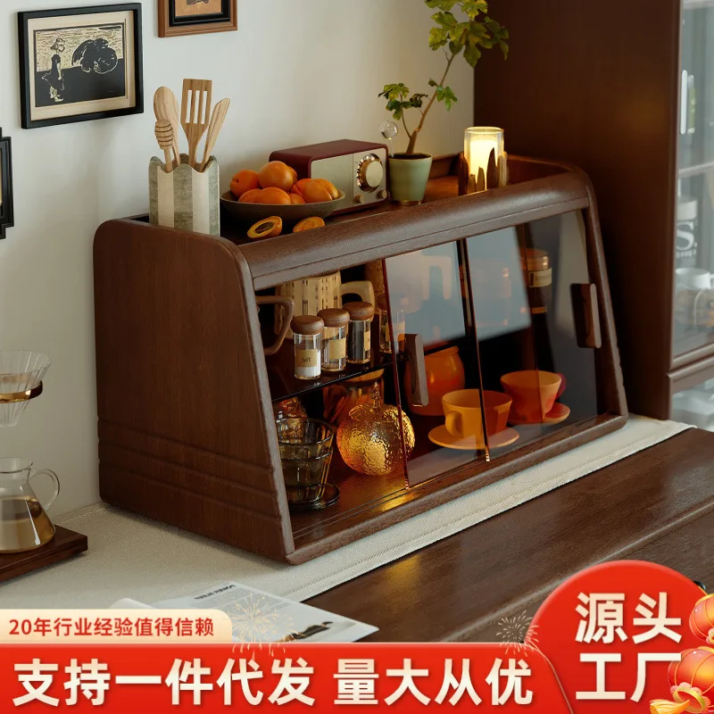 Solid wood cup holder, cup storage rack, desktop dust-proof water cup, coffee cup, household dining table, countertop storage ca