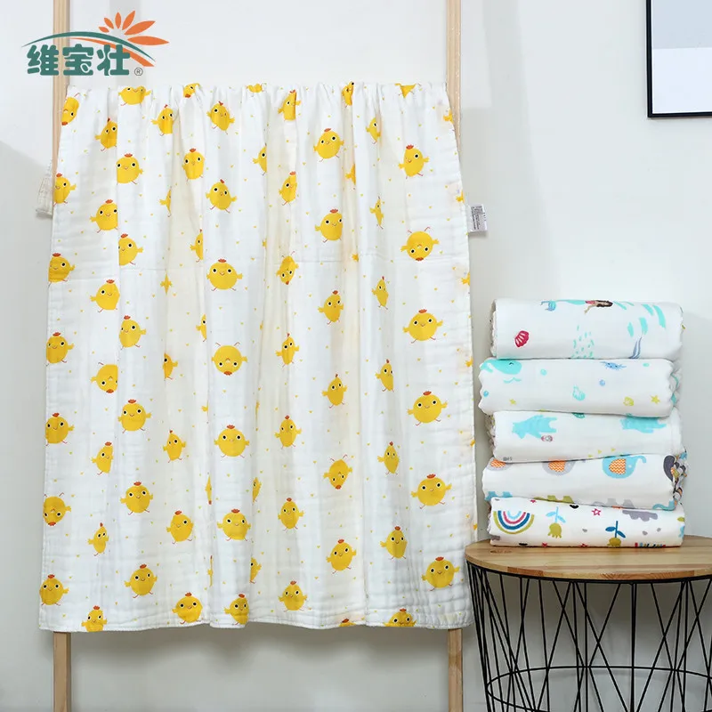 

Cotton Baby High-density Gauze Children's Quilt Six-layer Washed Cotton Cartoon Children's Quilt Printed Baby Bath Towel