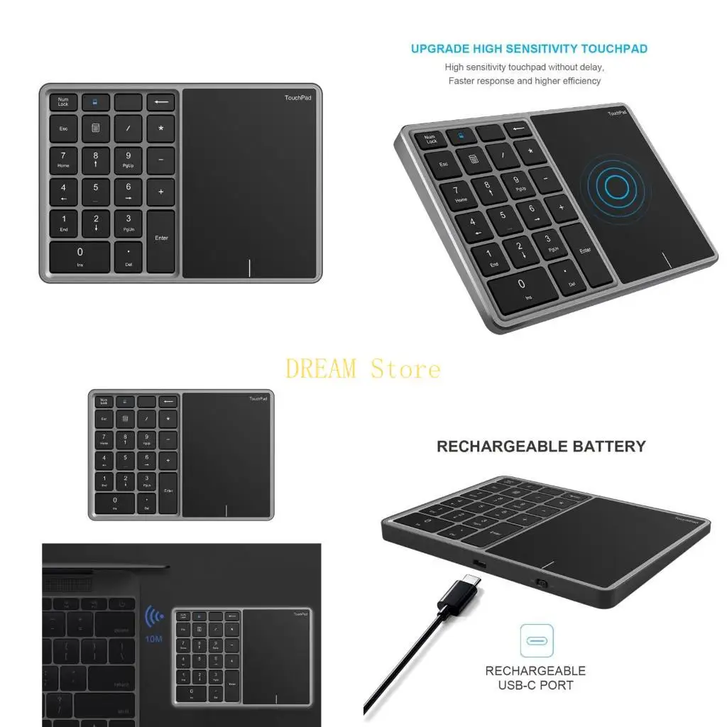 

Цифровая клавиатура, тонкая Bluetooth-совместимая + беспроводная связь 2,4 ГГц с сенсорной панелью, цифровая клавиатура, лучшая