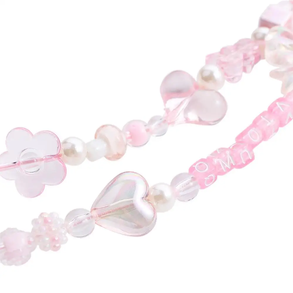 Phone Pendant Pendant Phone Chain Pink Acrylic Beaded Short Rope Wrist Hand Lanyard Mobile Phone Straps Phone Charm Hand Strap