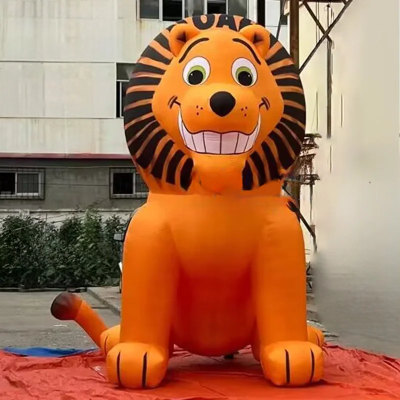 インフレータブルライオン、送風機付き動物型エアモデル、屋外広場やショッピングモールの大規模イベント装飾小道具