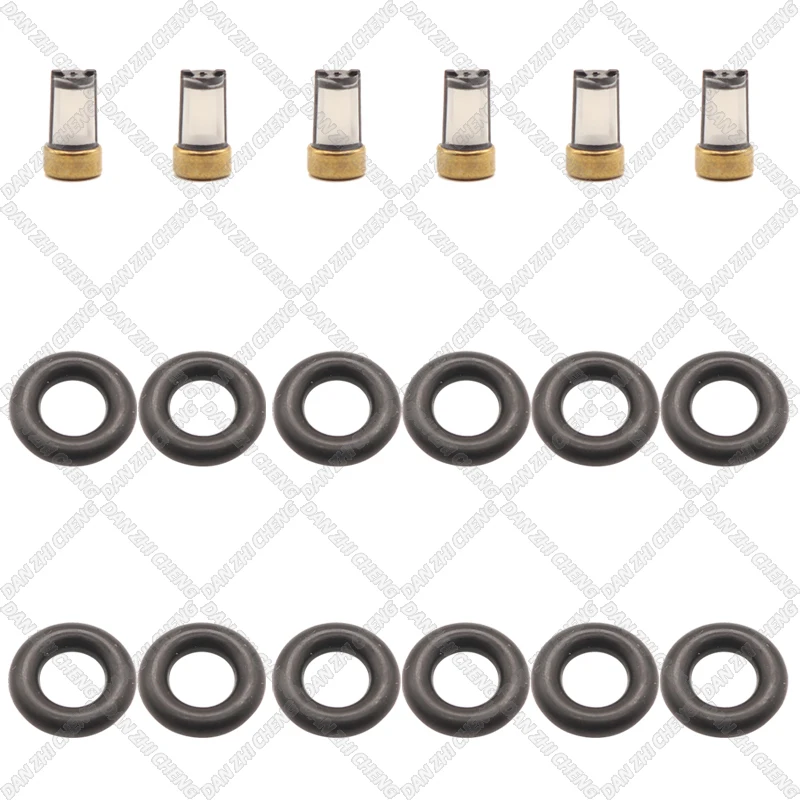 6 set Fuel Injector Service Repair Kit Filters Orings Seals Grommets for Gasoline Petrol Car CE6465 OEM: CE6465