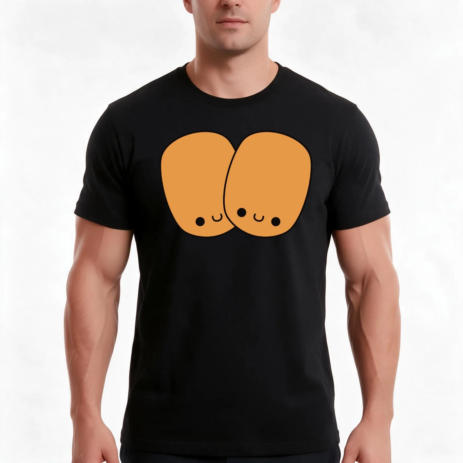 Cute Kawaii Chicken Nuggets T-Shirt, Summer Casual Cotton Tee, Oversized Streetwear Tops, Vintage Graphic Print, 100% Cotton