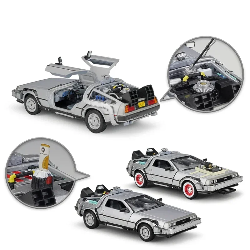 Welly 1:24 DMC-12 DeLorean Time Machine Back to the Future Car Model Diecasts Metal Vehicles Car Model Simulation Kids Toys Gift