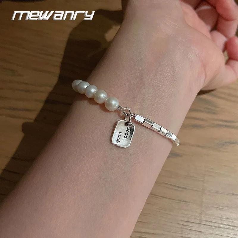 Mewanry Geometric Beaded Pearl Good Luck Bracelets For Women Girls Creative Elegant Sweet Exquisite Wedding Bride Jewelry Gifts