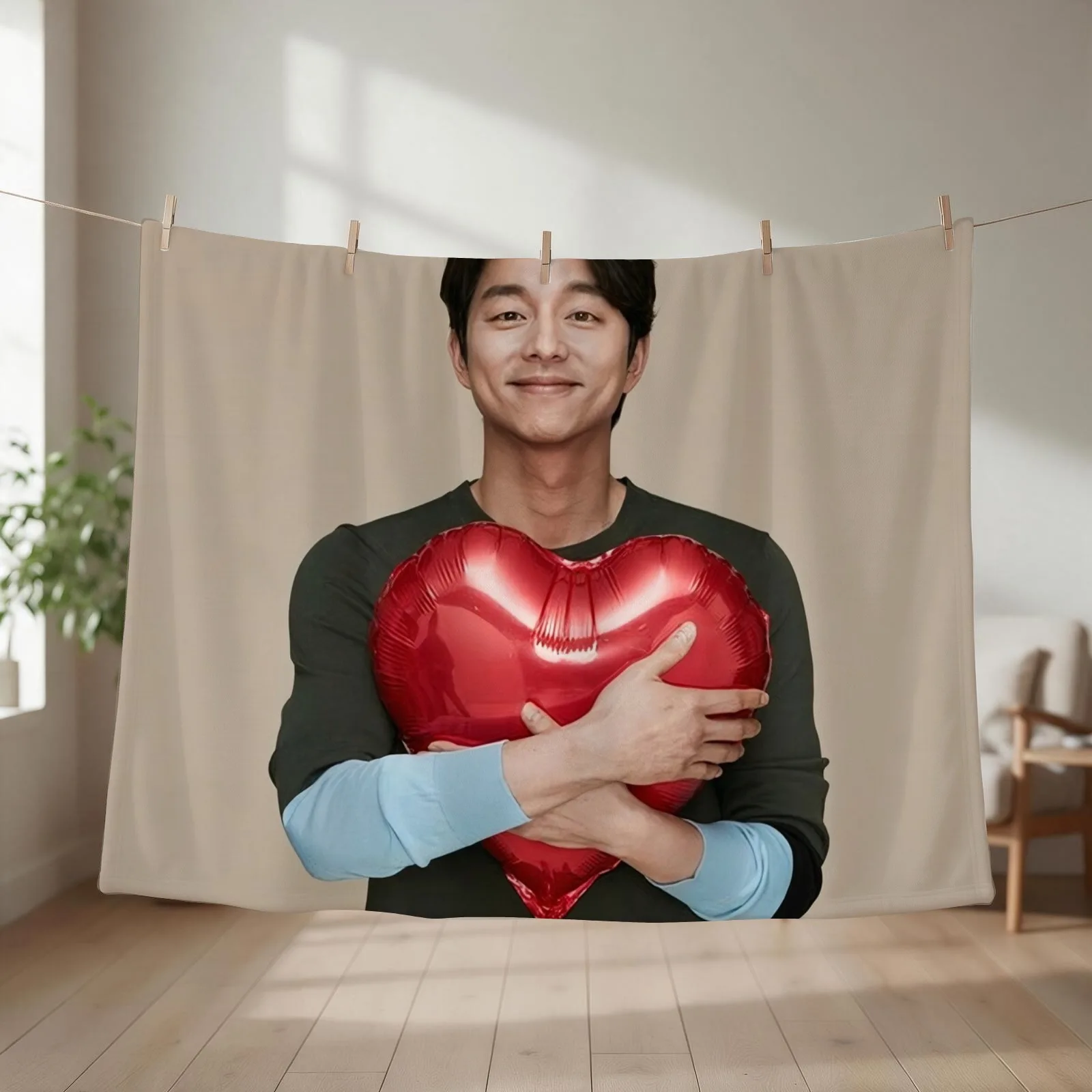 Gong Yoo happiness Throw Blanket couch cozy soft plush fuzzy picnic outdoor blanket