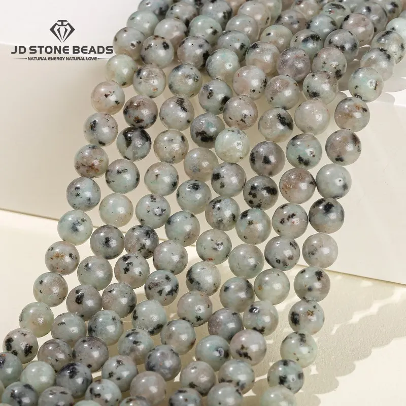 

Natural Stone Beads Sesame Kiwi Jaspers Round Loose Spacer Bead for Jewelry Making Diy Necklace Bracelet Accessories 15" Strand