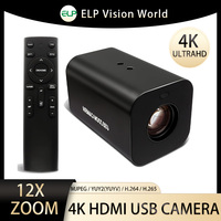 ELP 12X Zoom PC Webcam 4K HDMI USB Camera Autofocus Infrared Remote Control H.265 Web Camera for Video Conference/Live Streaming