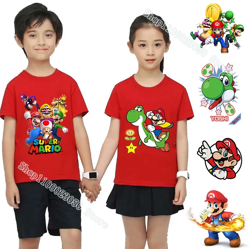 Pegatinas de transferencia de calor de Super Mario Bros para camiseta, Sudadera con capucha, parches DIY para niños, aplique de transferencia de