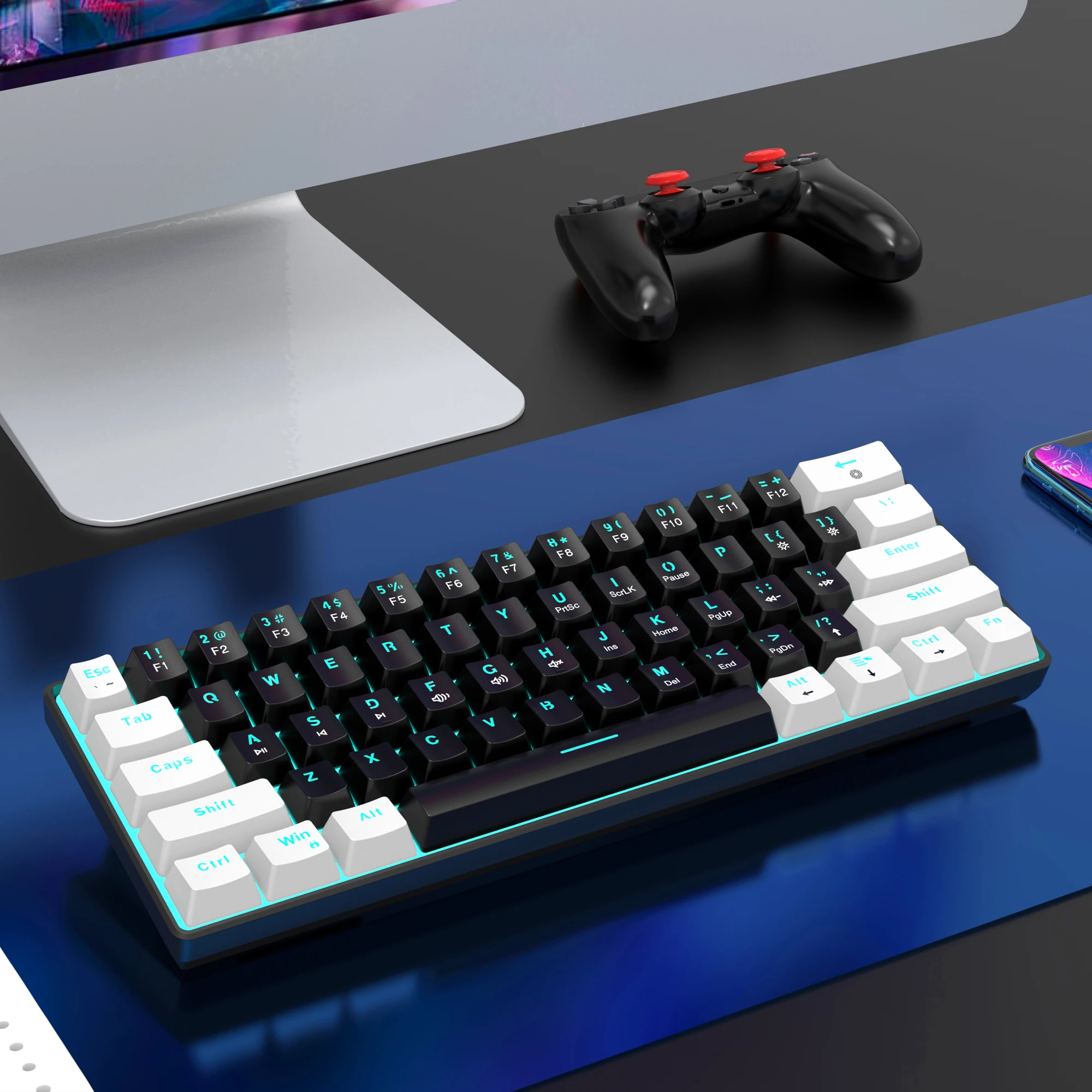 Imagem -02 - Mini Teclado do Jogo com Rgb Backlit Compacto Ergonômico Sensação Mecânica para o Escritório para Jogos de Alta Qualidade