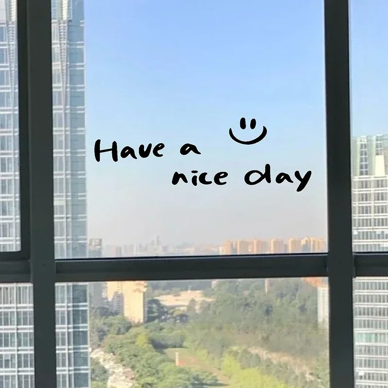 Have A Nice Day Window Glass Stickers DIY Mirror Stickers Wall Stickers for Bedroom Living Room Waterproof Vinyl Decals