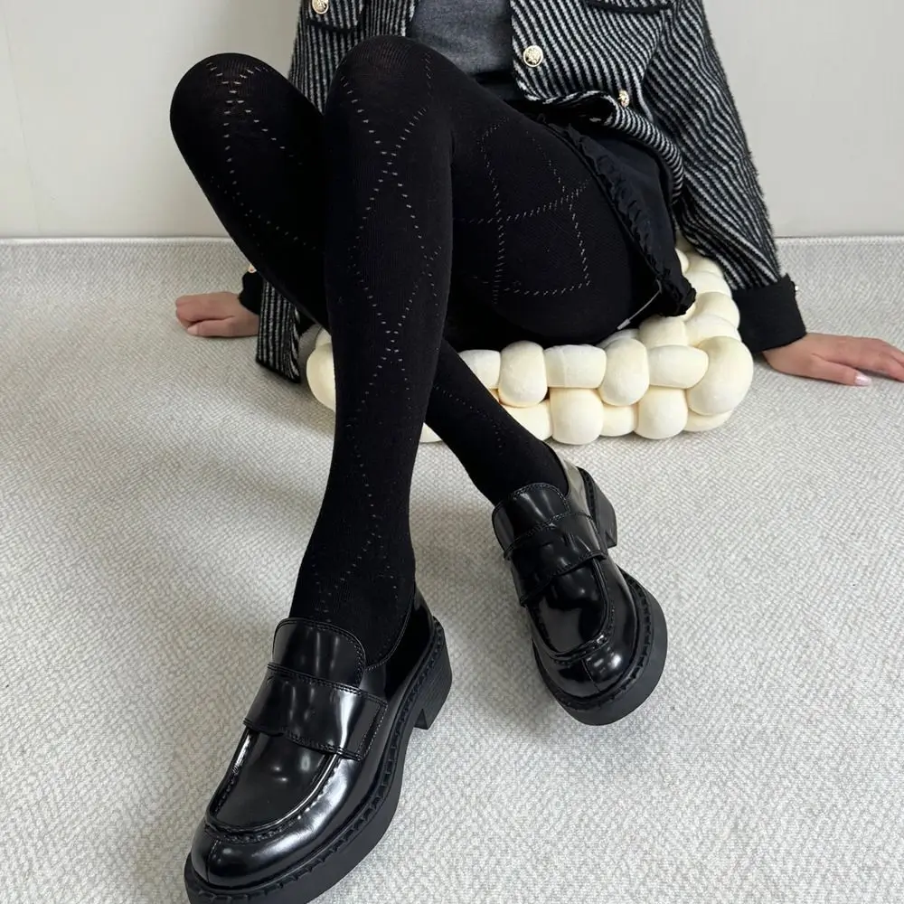 Fashion High Elastic Knitted Jacquard Pantyhose Slim Fit Keep Warm Leggings Tights Women