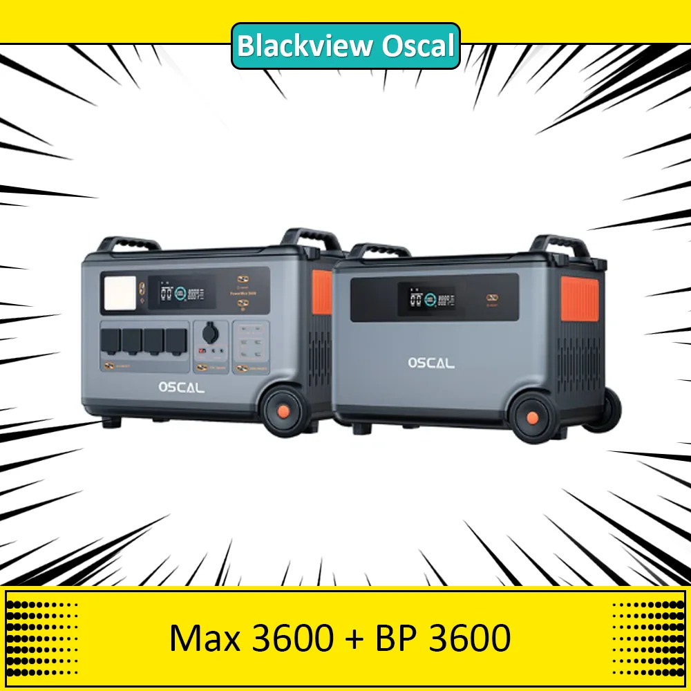 Blackview Oscal PowerMax 3600 Rugged Power Station + Oscal BP3600 3600Wh Extra Battery Pack, 3600Wh to 57600Wh LiFePO4 Battery