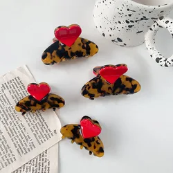 New Creative Design Splicing Tortoise Shell Acetate Hair Clip Sweet Cute Heart Shark Clip For Girls Hair Accessories