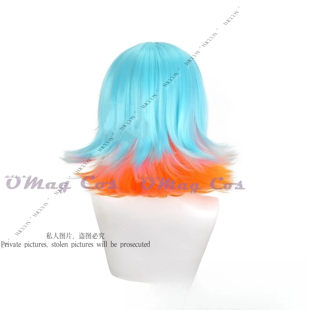 KDA Super Fan Neeko Cosplay Wig para mulheres, cor mista, cabelo sintético, resistente ao calor, 35-40cm