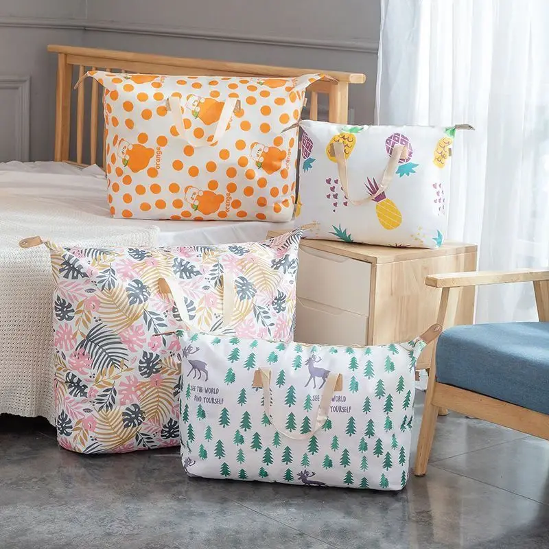 حقيبة تخزين ذات سعة كبيرة - منظم منزلي ثلاثي الأبعاد للفراش والملابس، حقيبة محمولة مقاومة للماء للتنقل/الرياضيات/المدرسة