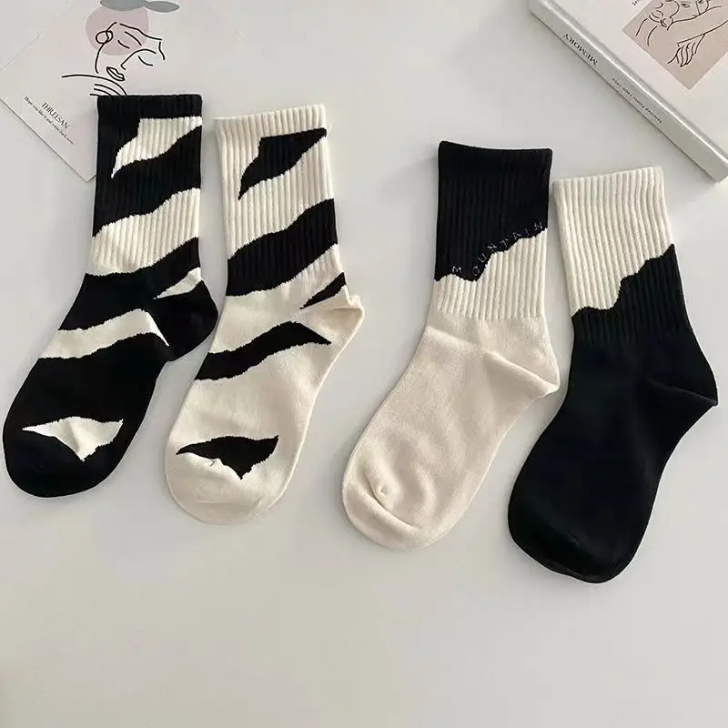 Popular Socks Women\'s Mountain and Sea Socks Pattern Japanese Medium Tube Socks Men\'s Ins Tide Good Quality Wholesale