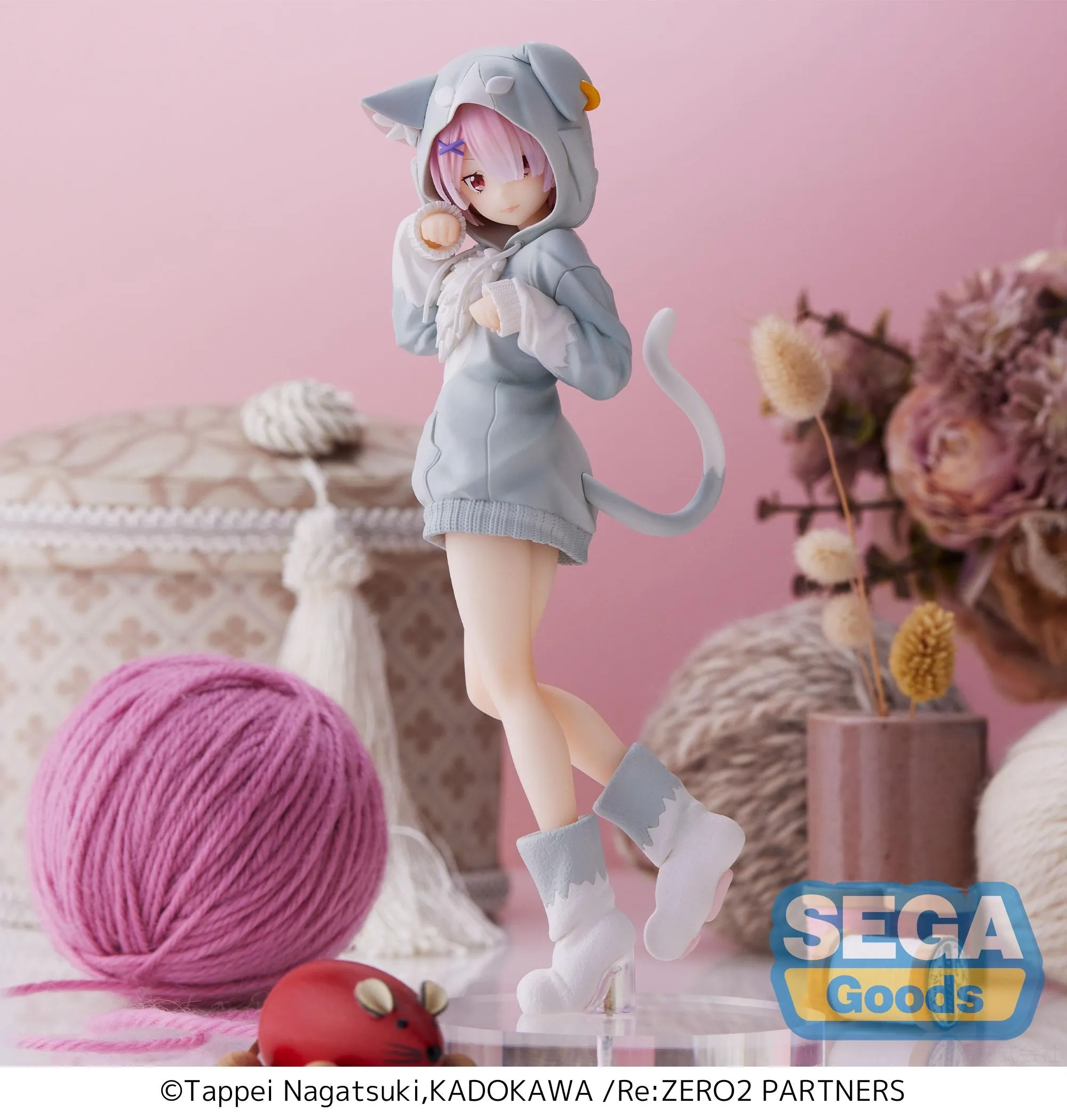18CM Cute Anime Rem Emilia Cat RE: Zero Starting Life In Another World Figure Different Color Version Static Toys Japanese Dolls view 4