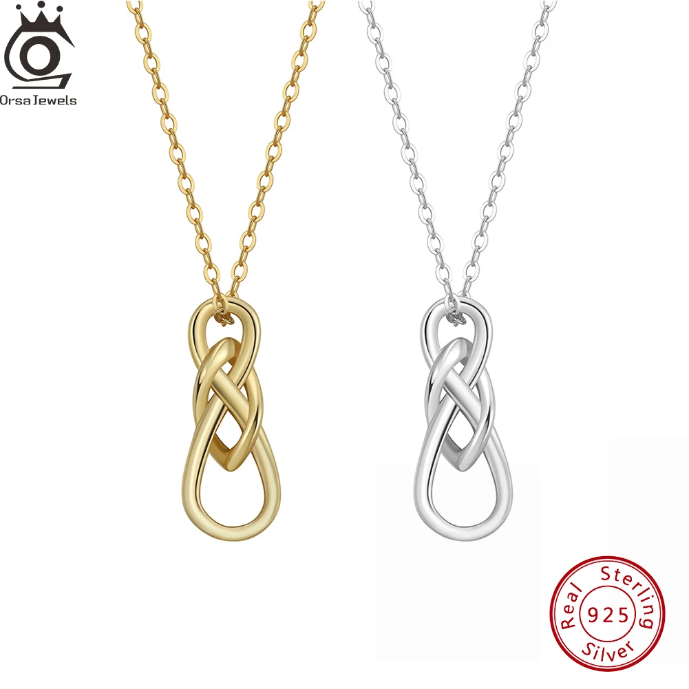 

ORSA JEWELS Celtics Knot Pendant Chain Necklaces for Women 925 Sterling Silver Choker Fine Jewelry Valentine Day Gifts SAPN41