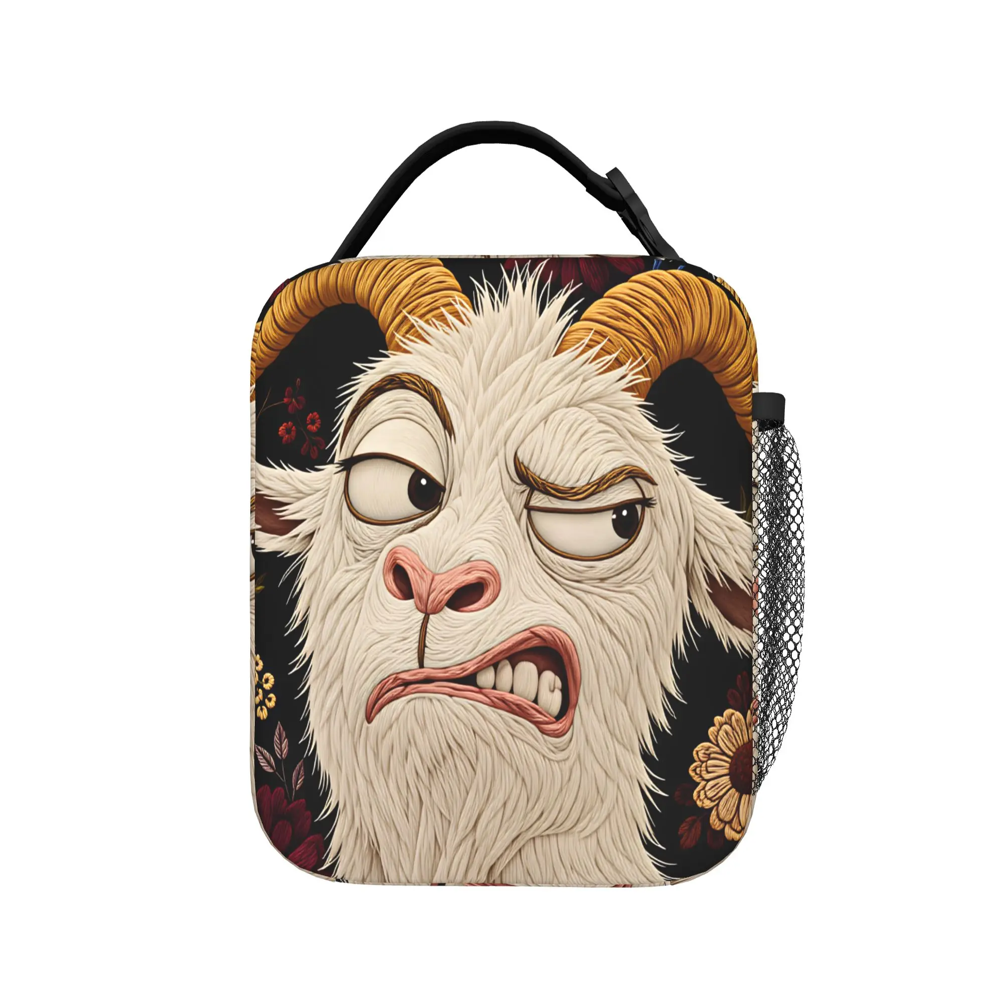 Screaming Goat  Lunch Bag  Aesthetic Lunch Box Office Portable Insulated Tote Food Bags For Women Oxford Custom Cooler Bag