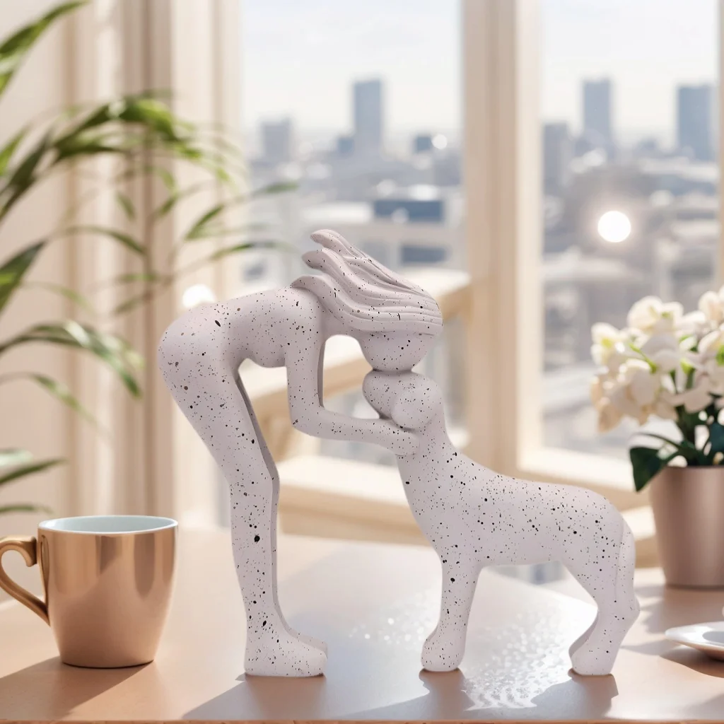 1 Stück Hundestatue zur Heimdekoration, Geschenk für Hundeliebhaber, Statue von einem Mädchen, das einen Hund umarmt, geeignet für Heim- und Außendekoration, Gedenkstatue eines umarmenden Hundes, beste Wahl für Weihnac – Detail 1
