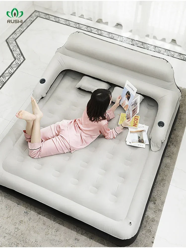 Inflatable Bed Single Double Household Air Cushion Bed Floor Mat Lazy Folding Mattress Outdoor Air Sofa Bed twin queen