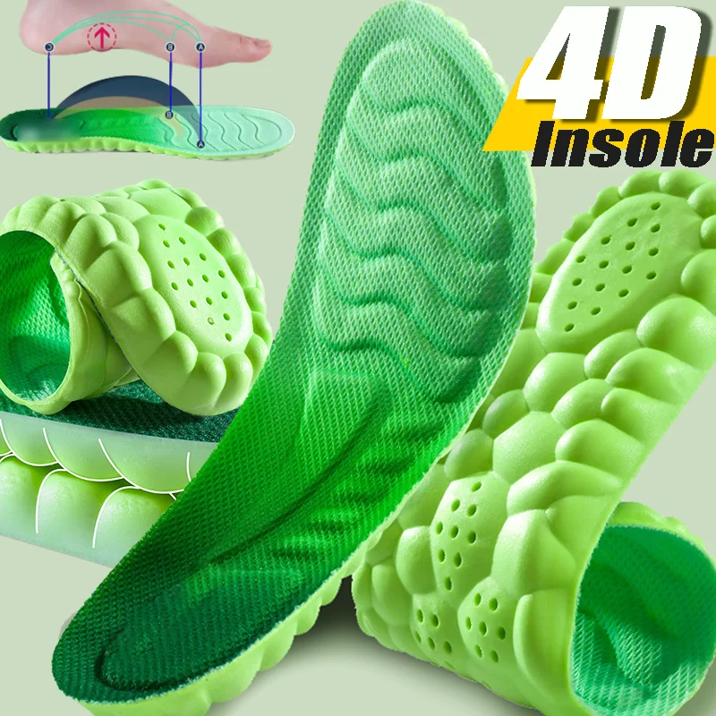 4D Insole High Elastic Sports Shock Absorption Men Women Memory foam Running Sneakers Foot Care Massage Shoes Insoles Shoe Pads