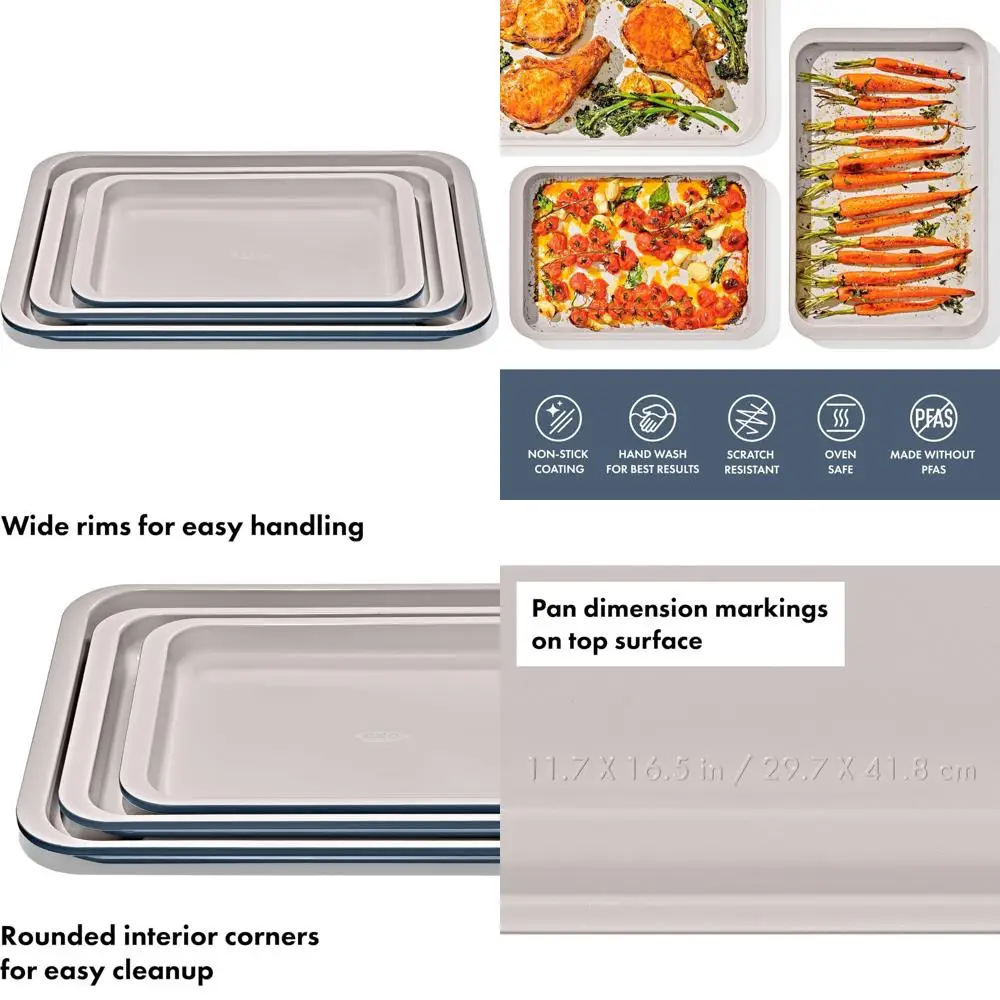 

Pro Ceramic Coated Metal Bakeware Set - 3-Piece, Non-Stick, Storm Blue