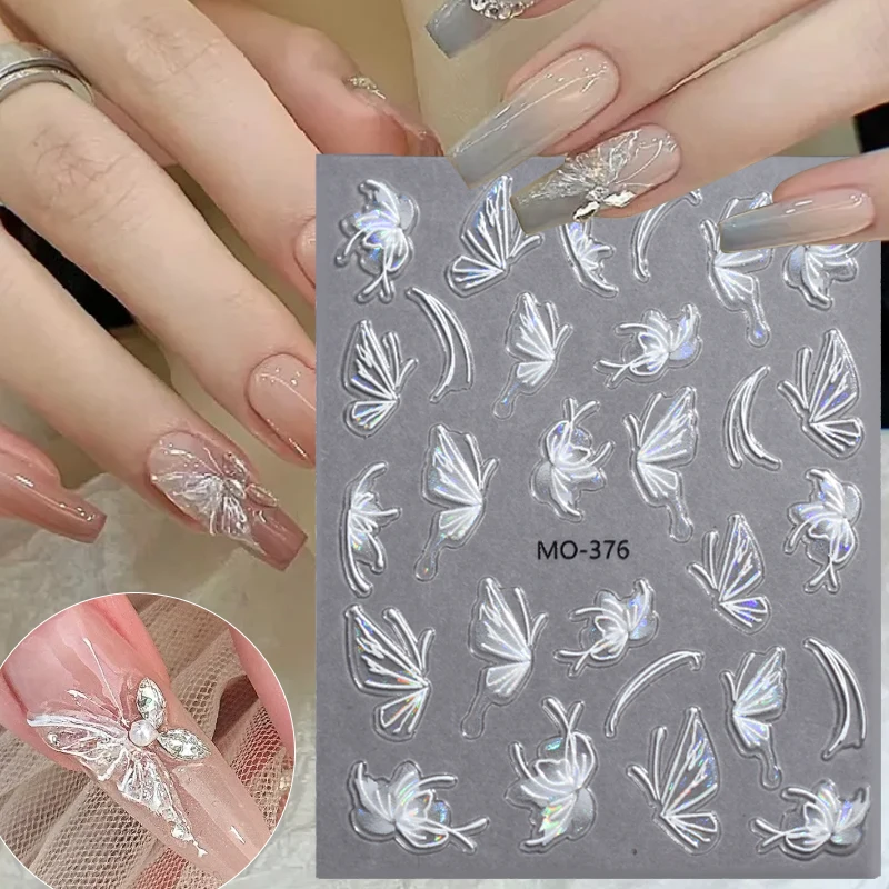 Stickers voor nagels Kleurrijke Auroral Butterfly Design-stickers Charmante decoratie Zelfklevende schuif DIY-manicure-accessoires