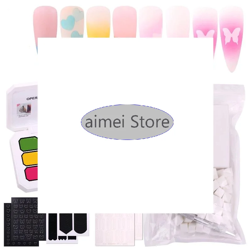 9 Colors Gradient Painting Gel Palette With 100pcs Mini Sponge And Sticker French Ombre Gel Nail Polish For Pigmented Manicure