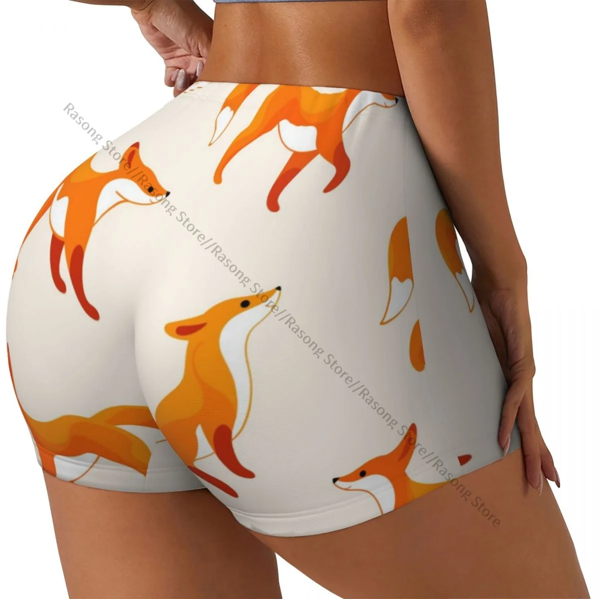 Sexy tight hip sports shorts Cartoon Fox Pattern fitness women's comfortable yoga shorts