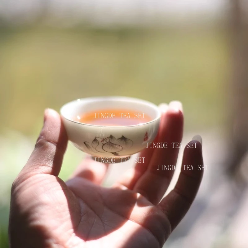 1pcs Ceramic Kung Fu Tea Cup High End Household Underglaze Color Special Tea Cup Chinese Handmade Tea Bowl Drinking Utensils