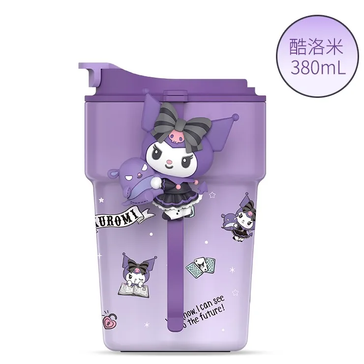 

Новинка чашка для воды Sanrio 380 мл Вакуумная чашка My Melody Kuromi Аниме Фигурка откидная прямая Питьевая ручная мультяшная детская кавайные подарки
