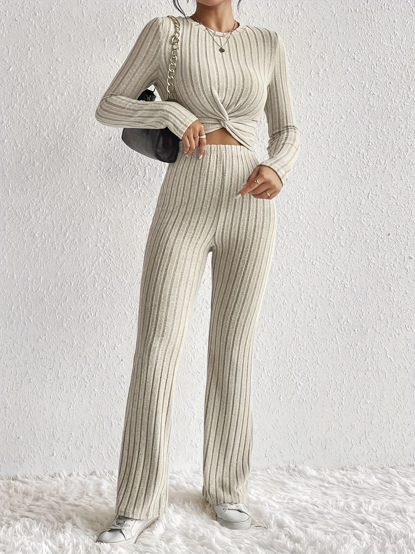 Autumn New Arrival Women's Sleepwear Home Outfit Two-Piece Set Casual Comfort Long Sleeve Short Top and Slim-Fit Pants Set Hot