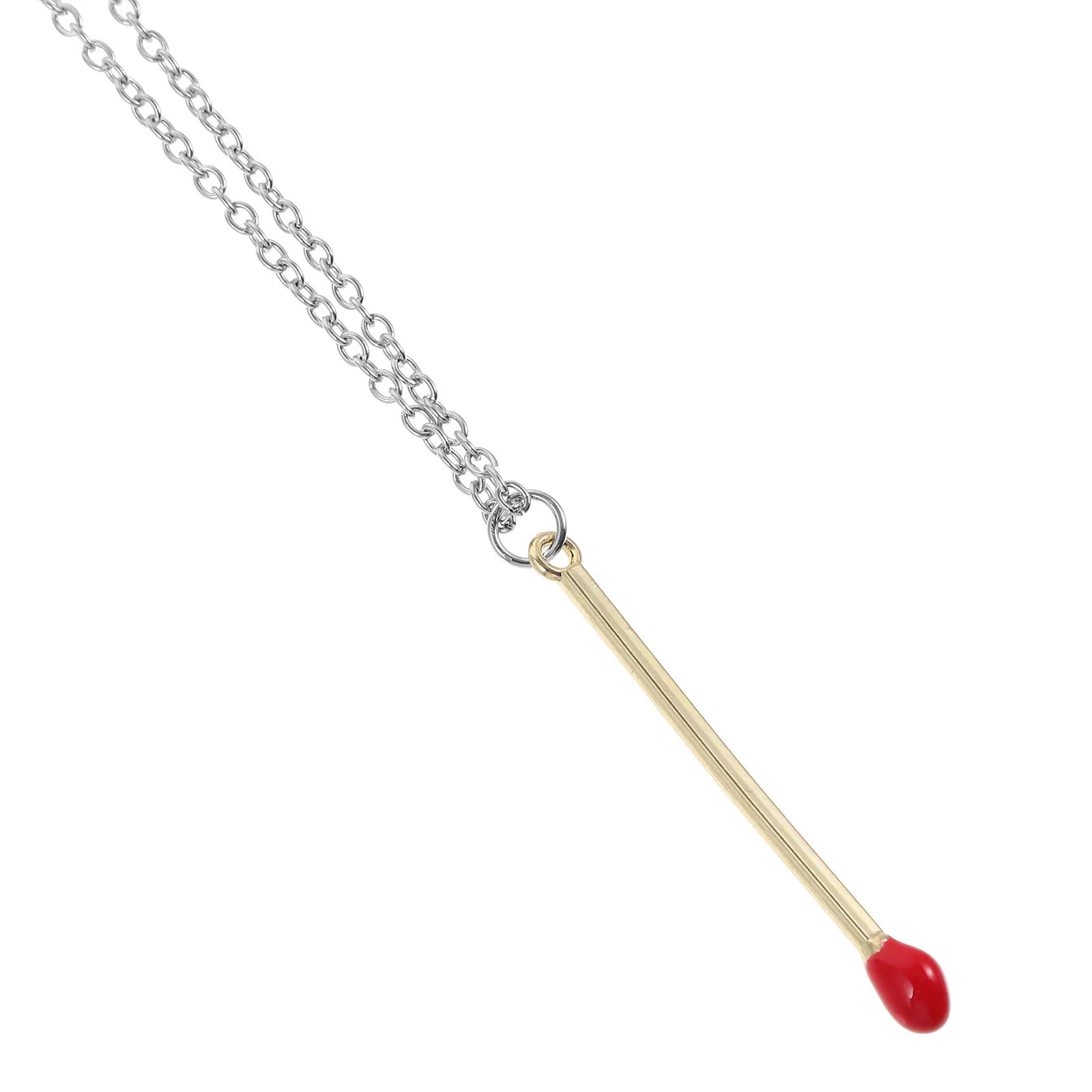 

Pendant Necklace with Matchstick Design for Women Dainty Fashionable Jewelry Gift for Teens Metal Aesthetic Neck Accessory Daily