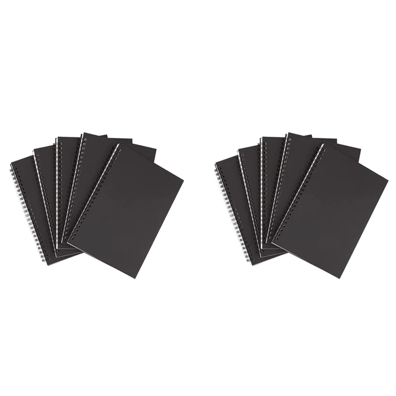 aee1-10-pz-a5-quaderno-a-spirale-nero-quaderno-per-schizzi-vuoto-confezione-di-diario-sfilacciato-carta-bianca-spessa-50-fogli-100-pagine-sfoderate