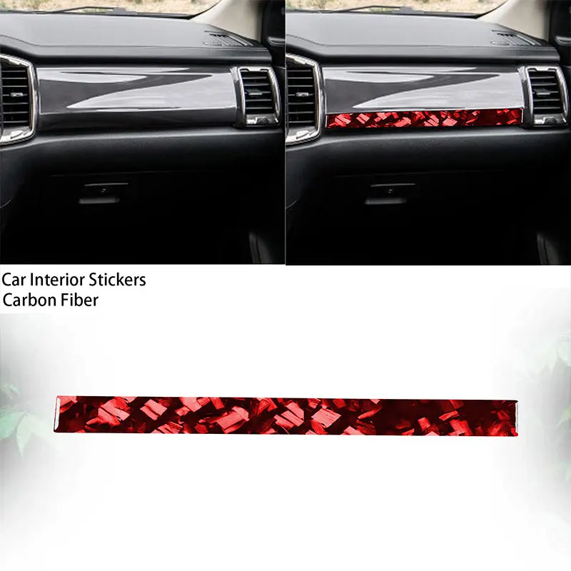 Carbon Fiber Style Passenger Side Dashboard Trim Strip Cover Red Forged For Ford Ranger T7 Sport 2017-2022 Interior Accesorios