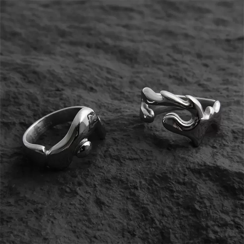 2022 New Liquid Lava Ring Titanium Steel Couple Irregular Ins Minimalist Hip-Hop Fashion All-Match Set Jewelry Gift Accessories