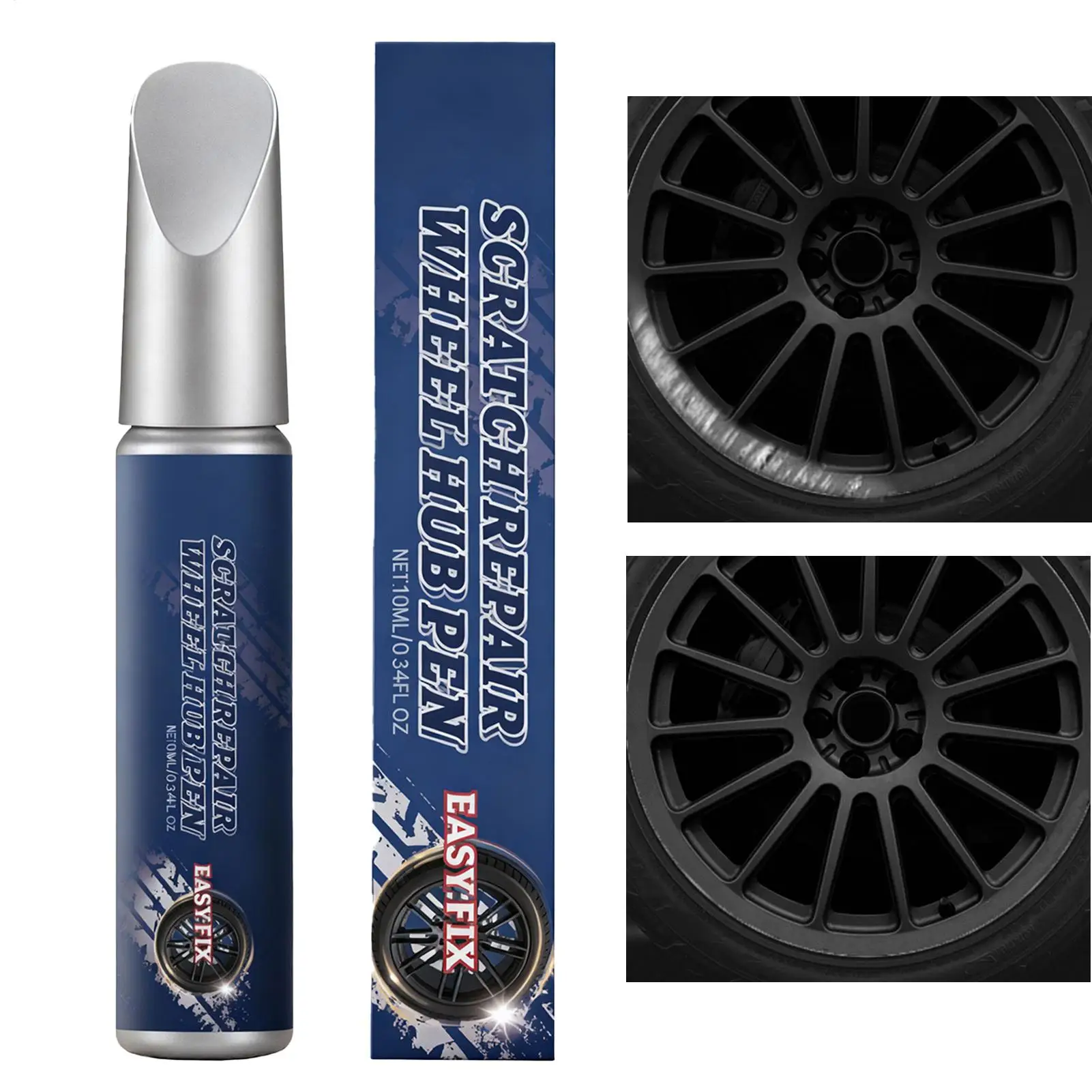 Car Rim Paint 10ml Precision Scratch Fix Paint Pen Wheel Scratch Repair For Home Garage Workshop Vehicle Minor Damage Upkeep