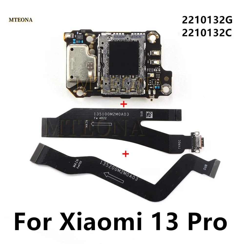 SIM Card Reader Socket Tray Slot For Xiaomi 13 Pro USB Charging Dock MainBoard Connector Motherboard LCD Screen Flex Cable