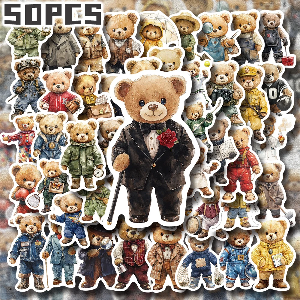 

50 шт., наклейки на тему медведя-талисмана, неожиданные, нежные украшения для праздничного подарка, декора для вечеринки, домашний декор, подарок на день рождения