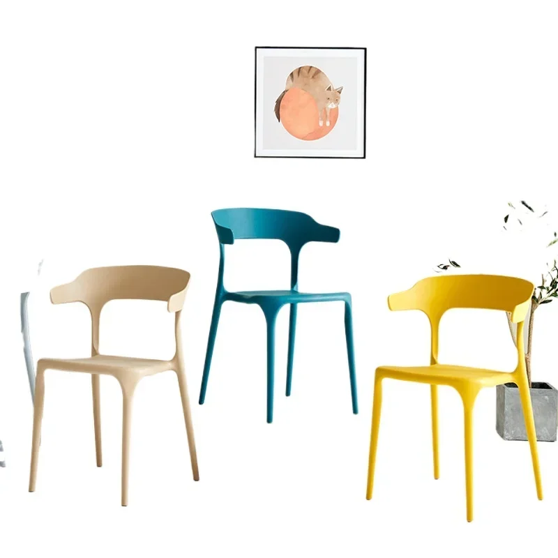 

Household thickened plastic dining casual dining table backrest stool modern simplicity 2022 new Internet celebrity horn chair